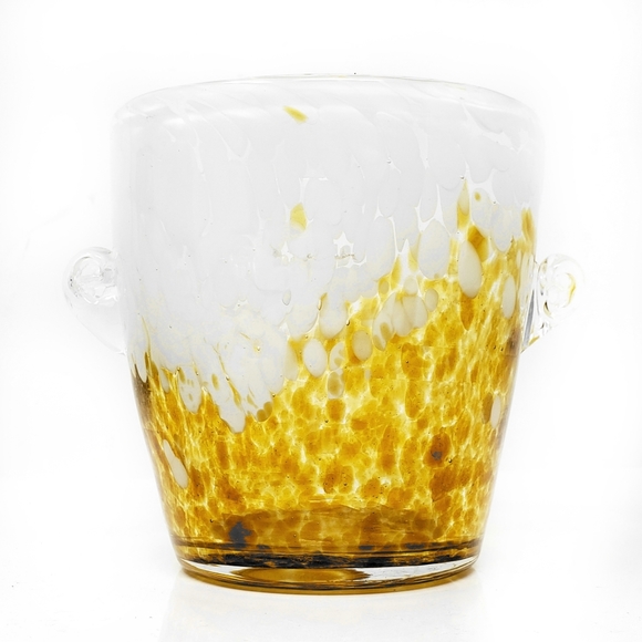 Venini Yellow and White Murano Glass Ice Bucket